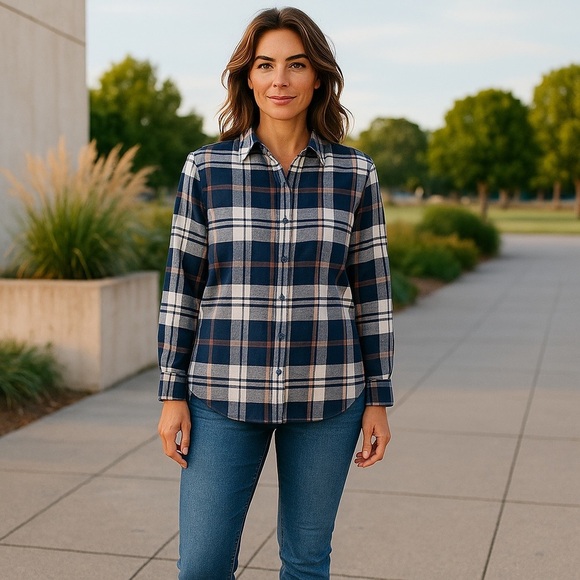 WOOLRICH HLT0669S COTTON PLAID LIGHTWEIGHT FLANNEL BUTTON DOWN SHIRT - Picture 1 of 14